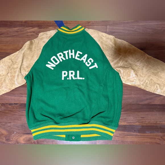 Polo Ralph Lauren Vintage-Inspired Letterman Jacket Fiji Green Men’s Size Large - Picture 16 of 16